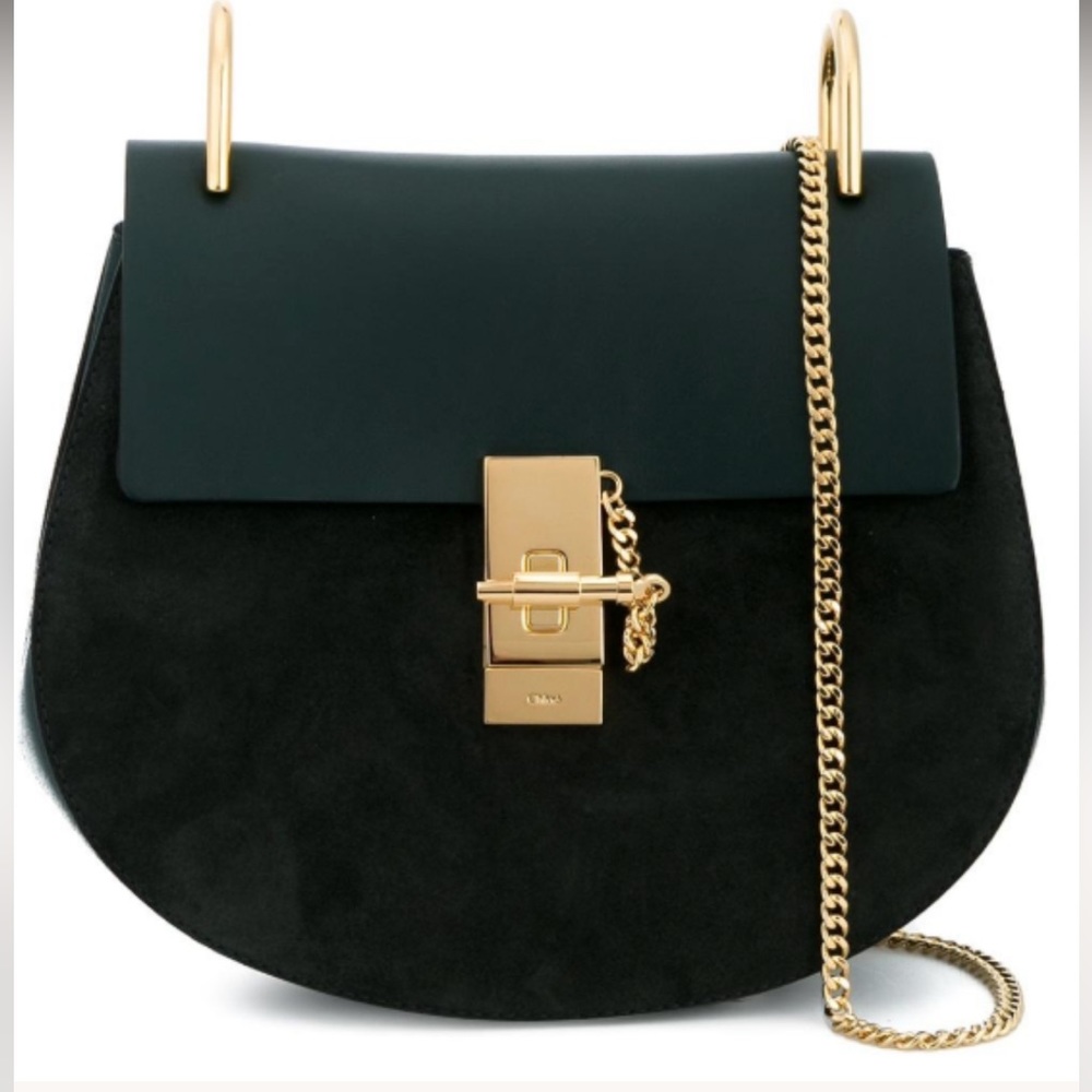 Chloe Intense Green Suede & Leather Drew Bag
